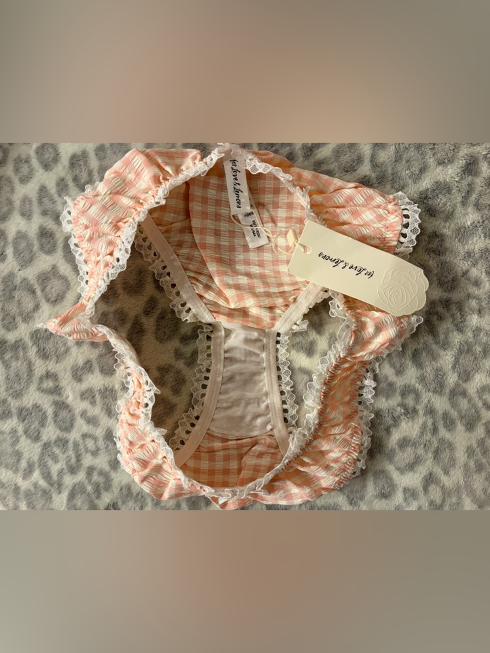 For Love & Lemons Petal Pink Gingham Cheeky Panty XS NWT - Picture 4 of 13